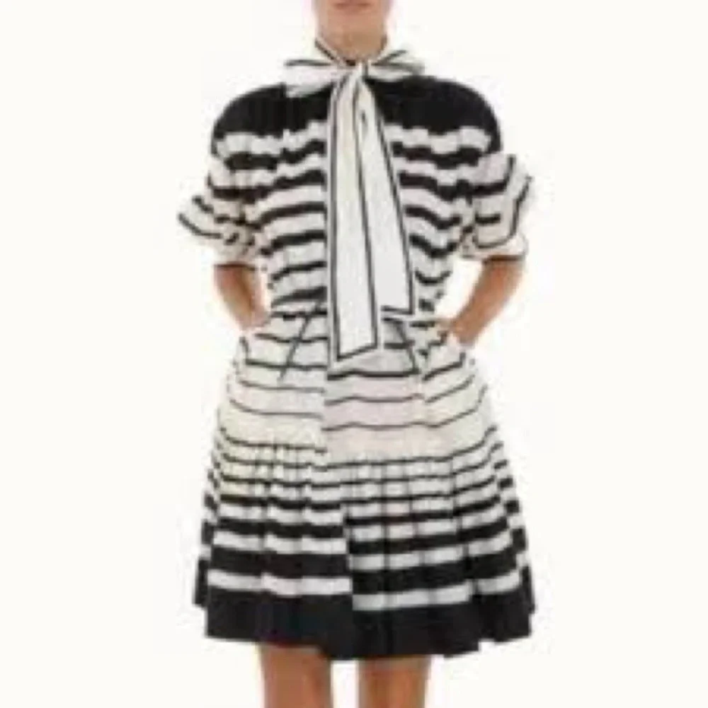 Zimmermann Black and White Striped Mini Dress - Picture 2 of 5
